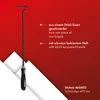 A black metal poker with a black lacquered handle is shown against a red background with white geometric shapes. Text describes the product's features. Anteprima dell’immagine prodotto