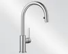 A studio shot of a stainless steel kitchen faucet against a gradient background. Produktbild-Vorschau