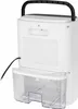 The back view of a white dehumidifier with a black handle and a transparent water collection tank. Náhľad obrázku produktu