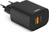 A black Hama brand fast charger with two USB ports. Náhled obrázku produktu