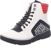 A single white and black high-top sneaker with red accents and an animal print detail. Náhled obrázku produktu