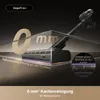 A 3D rendering of a cordless vacuum cleaner head with a transparent overlay highlighting its edge cleaning capabilities. Produktbild-Vorschau