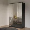Kleiderschrank zum Schlafzimmer für Kleidung mit Spiegel, Höhe: 200cm, Breite: 120 cm, schwarz Produktbild-Vorschau