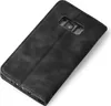 A black flip case for a smartphone is shown from a diagonal angle against a white background. Produktbild-Vorschau