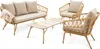 A beige and cream outdoor furniture set including a sofa, two chairs, and a coffee table, displayed on a white background. Náhľad obrázku produktu