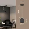 A pendant light fixture is shown in a room setting and with a separate diagram showing its dimensions. Produktbild-Vorschau