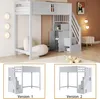 A loft bed with integrated storage and desk, shown in a room setting and in two different configuration views. Náhled obrázku produktu