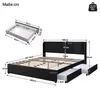 A diagram showing the dimensions of a bed frame and a drawer. Produktbild-Vorschau