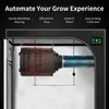 A grow tent interior showing an air circulation fan and ducting, with text highlighting product features. Produktbild-Vorschau