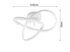 A white LED ceiling light with a modern, abstract design, shown with dimensions indicated. Podgląd zdjęcia produktu