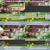 A four-panel image showing the installation steps for a garden border. Produktbild-Vorschau