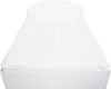 A white mattress protector is shown on top of a white mattress base. Produktbild-Vorschau