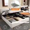 A bed with its storage compartments open, showcasing its features and capacity. Produktbild-Vorschau