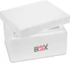 A white styrofoam insulated box with its lid slightly ajar, resting on a white surface. Podgląd zdjęcia produktu