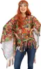 Vorderansicht: Frau im Hippie-Poncho mit Stirnband und großer Peace-Kette. Produktbild-Vorschau