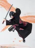 A figure of Itachi Uchiha from Naruto holding a sword, posed dynamically against a background with orange brush strokes. Produktbild-Vorschau