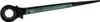 A black ratcheting wrench with a double socket is shown against a white background. Produktbild-Vorschau