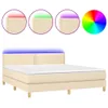 Boxspringbett mit Matratze & LED Creme 180x200 cm Stoff Produktbild-Vorschau 1