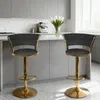 Lot de 2 tabourets de bar avec dossier en velours, Voir les images du produit 2