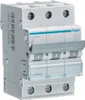 A three-pole circuit breaker with a clear protective cover. Produktbild-Vorschau