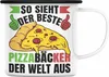 Trendation - Pizzabäcker Geschenk Emaille Tasse Lustiger Produktbild-Vorschau 1