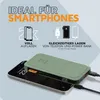 A power bank is shown charging a smartphone, with marketing text and graphics overlaid. Produktbild-Vorschau