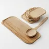 Set aus 6+1 Buchenholz-Servierplatten mit Holzlöffel für Produktbild-Vorschau 2