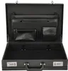 An open black attaché briefcase is shown against a white background, displaying its interior compartments. Podgląd zdjęcia produktu
