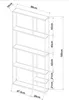 A technical drawing of a black shelving unit with dimensions indicated. Anteprima dell’immagine prodotto