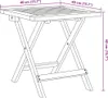 A line drawing of a small, square, folding side table with dimensions indicated. Produktbild-Vorschau