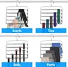 Four different types of hangers designed for specific clothing items, displayed on a clothing rack. Produktbild-Vorschau