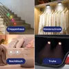 Collage showing different applications of LED night lights: on stairs, in a closet, on a nightstand, and in a car trunk. Náhľad obrázku produktu