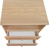 A top-down view of a light-colored wooden nightstand with two open drawers. Produktbild-Vorschau