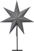 A gray, eight-pointed star decoration on a black stand. Podgląd zdjęcia produktu