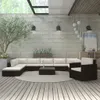 11-tlg. Garten-Lounge-Set mit Auflagen Poly Rattan Braun Produktbild-Vorschau 1