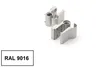 Two metal hinge components are shown on a white background. A text box with 'RAL 9016' is in the bottom left corner. Produktbild-Vorschau