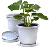 Plastard Blumentopf 3er Set Ø24 cm mit Untersetzer Weiss - Produktbild-Vorschau 1