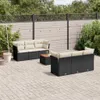 vidaXL 7-tlg. Garten-Sofagarnitur mit Kissen Schwarz Poly Produktbild-Vorschau 2