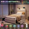 Łóżko tapicerowane ProximaX 90x200 cm z oświetleniem LED i Podgląd zdjęcia produktu 6