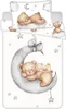 A flat lay image of a baby bedding set featuring teddy bears and a moon. Náhľad obrázku produktu