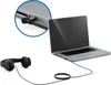 A laptop and headphones are shown, with a close-up of a cable connection. Produktbild-Vorschau