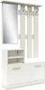 A white entryway storage unit with a mirror, coat hooks, and shoe storage. Anteprima dell’immagine prodotto