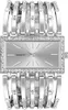 A close-up studio shot of a silver women's watch with a rectangular face and crystal embellishments. Produktbild-Vorschau