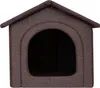 A dark brown, foldable dog house with an arched entrance. Náhled obrázku produktu