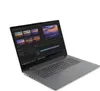 A gray Lenovo laptop is shown at an angle on a white background. The laptop screen displays video editing software with several video clips and a timeline. Produktbild-Vorschau