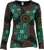 Besticktes Langarmshirt Hippie Chic Retro - Schwarz/grün, Produktbild-Vorschau 2