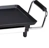 A close-up view of a black griddle plate with a chrome handle and black grip. Produktbild-Vorschau