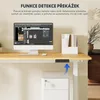 A standing desk with a computer and accessories on it. The image highlights the anti-collision feature of the desk. Náhled obrázku produktu