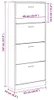 vidaXL Skriňa na topánky čierna 63x24x147 cm Materiál drevo Náhľad obrázku produktu 8