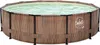 An above-ground swimming pool with a wooden-look exterior and a blue-green interior filled with water. Podgląd zdjęcia produktu